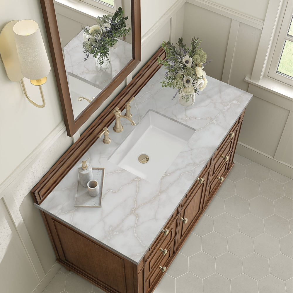 
                  
                    Lorelai 48" Single Vanity in Mid-Century Walnut James Martin Vanities Victorian Silver Silestone 
                  
                