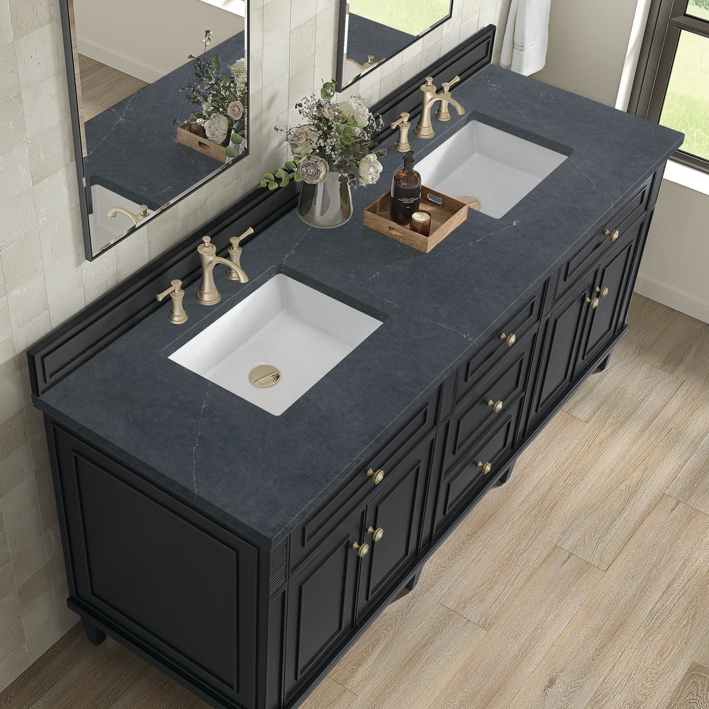 
                  
                    Lorelai 60" Double Vanity in Black Onyx James Martin Vanities Charcoal Soapstone Quartz 
                  
                