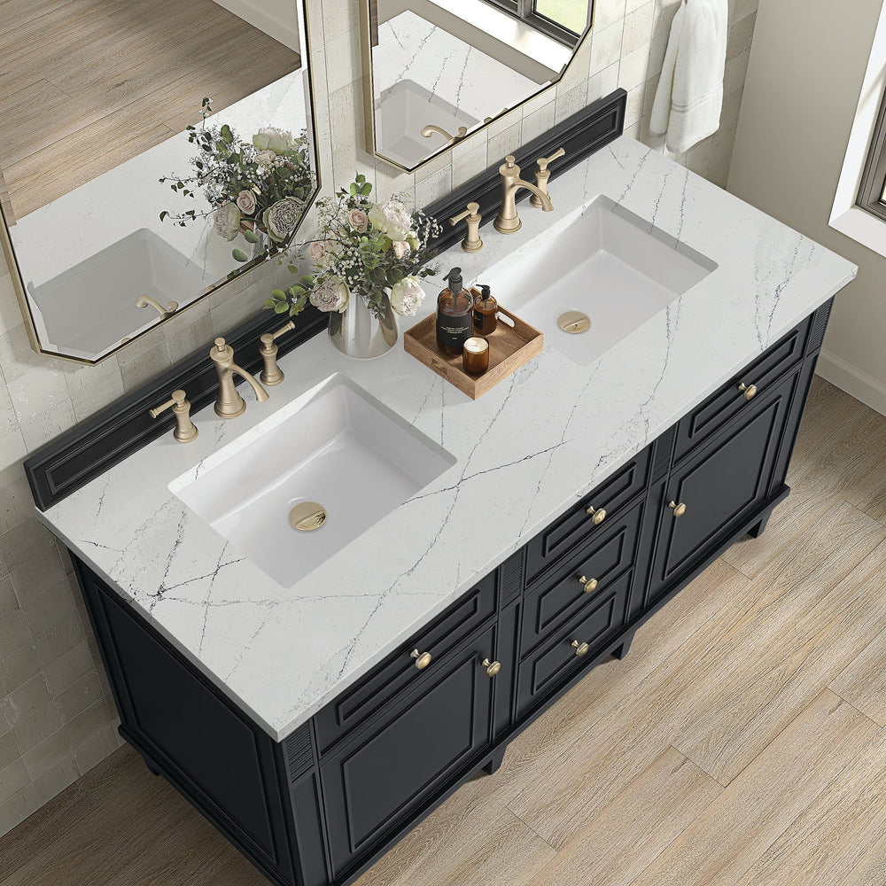 
                  
                    Lorelai 60" Double Vanity in Black Onyx James Martin Vanities Ethereal Noctis Silestone 
                  
                