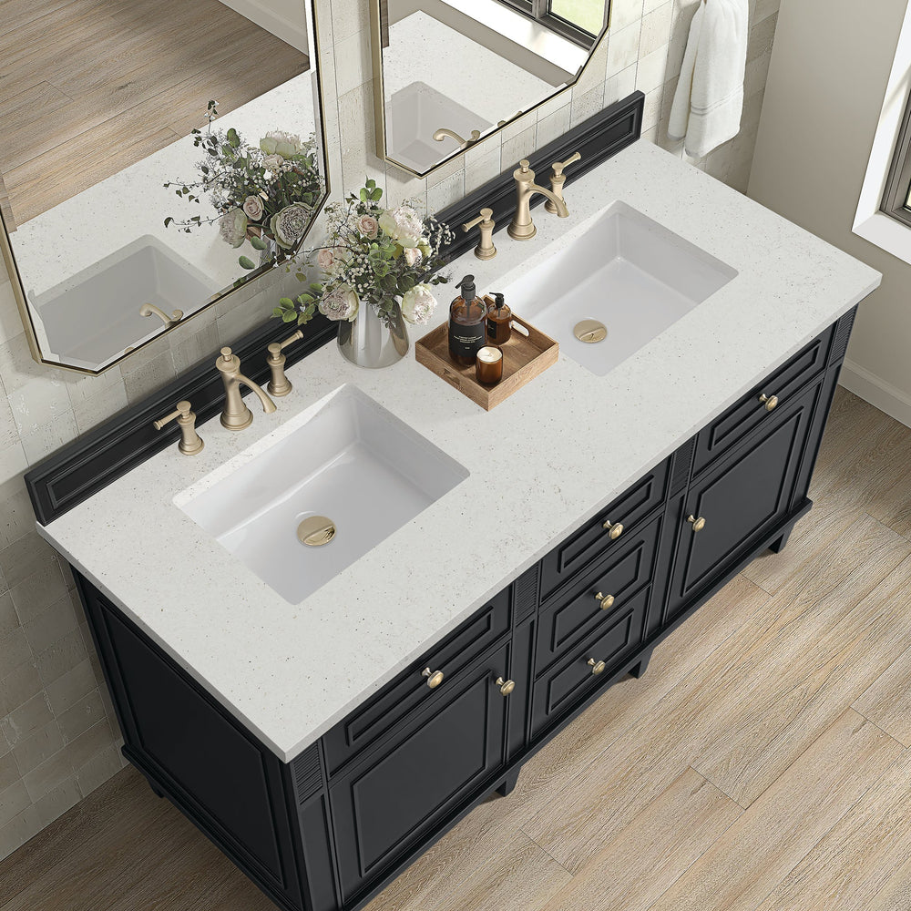 
                  
                    Lorelai 60" Double Vanity in Black Onyx James Martin Vanities Lime Delight Silestone 
                  
                