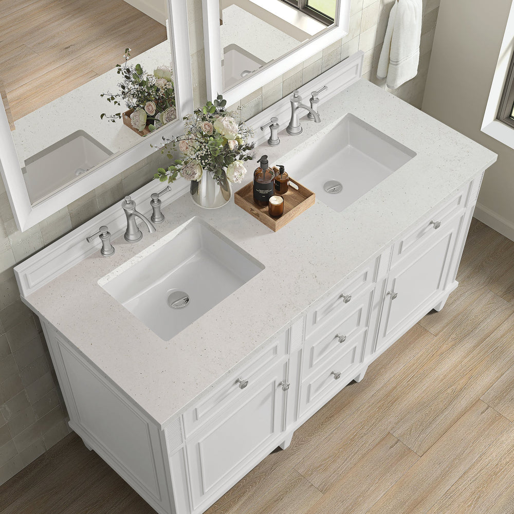 
                  
                    Lorelai 60" Double Vanity in Bright White James Martin Vanities Lime Delight Silestone 
                  
                