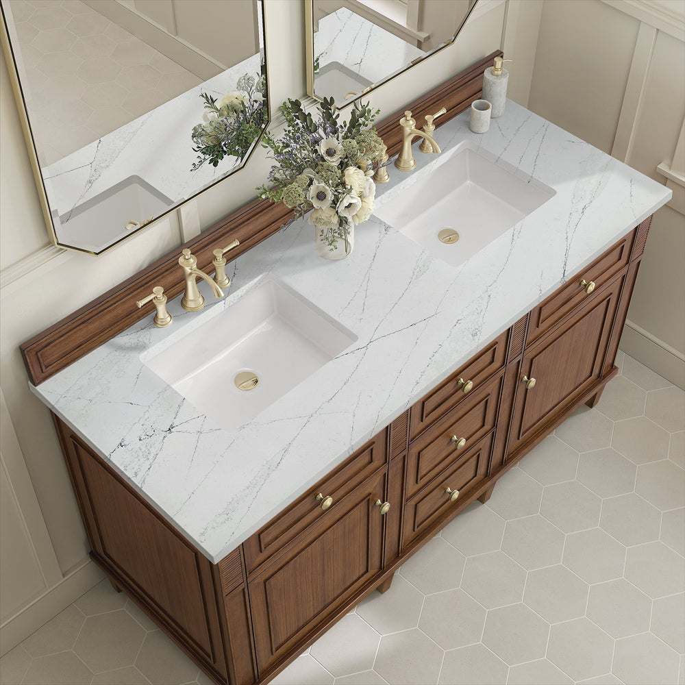 
                  
                    Lorelai 60" Double Vanity in Mid-Century Walnut James Martin Vanities Ethereal Noctis Silestone 
                  
                