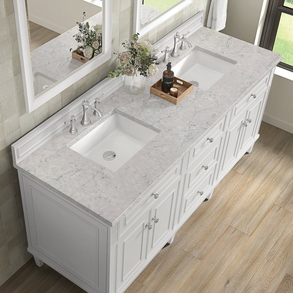 
                  
                    Lorelai 72" Double Vanity in Bright White James Martin Vanities Eternal Jasmine Pearl Silestone 
                  
                