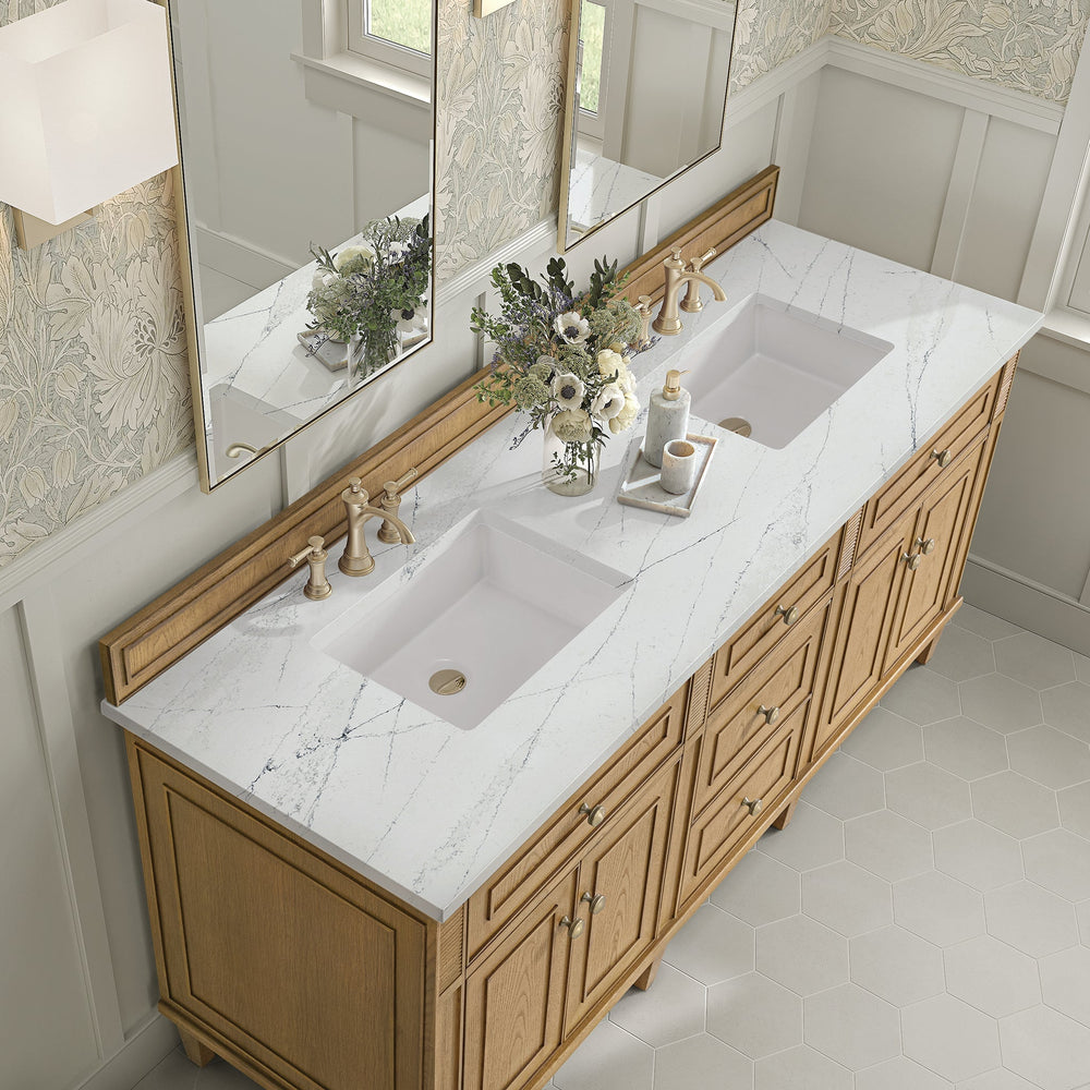 
                  
                    Lorelai 72" Double Vanity in Light Natural Oak James Martin Vanities Ethereal Noctis Silestone 
                  
                