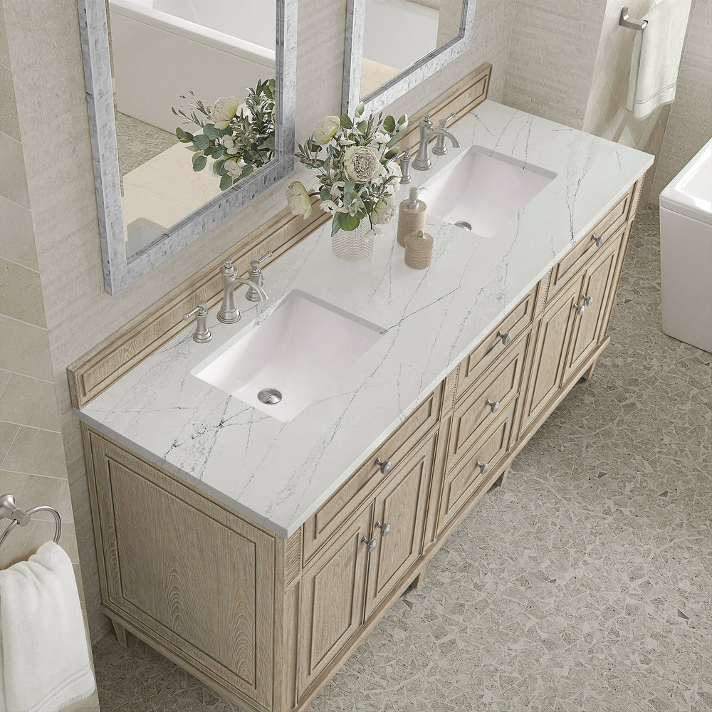 
                  
                    Lorelai 72" Double Vanity in Whitewashed Oak James Martin Vanities Ethereal Noctis Silestone 
                  
                