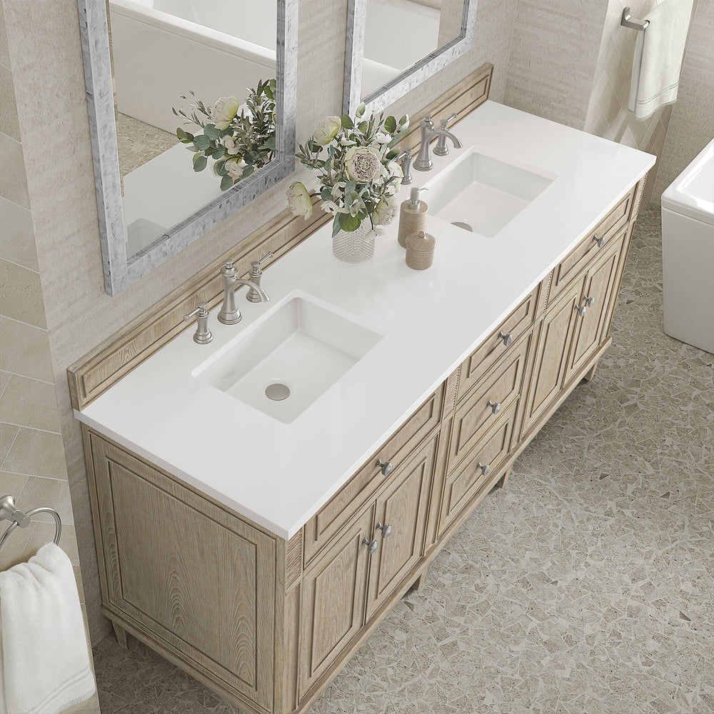 
                  
                    Lorelai 72" Double Vanity in Whitewashed Oak James Martin Vanities White Zeus Silestone 
                  
                