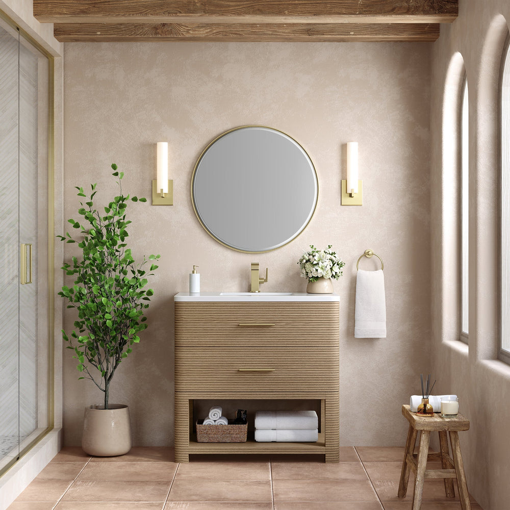 Lucian 36" Single Vanity in Pebble Oak Single Bathroom Vanity James Martin Vanities 