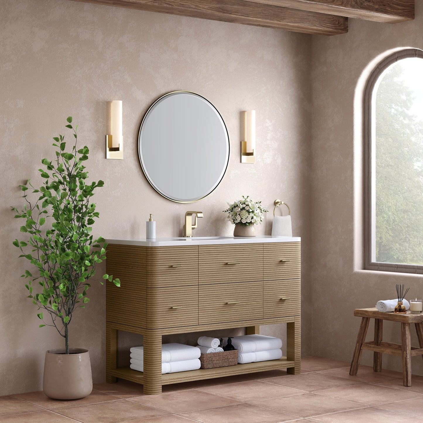 
                  
                    Lucian 48" Single Vanity in Pebble Oak Single Bathroom Vanity James Martin Vanities 
                  
                