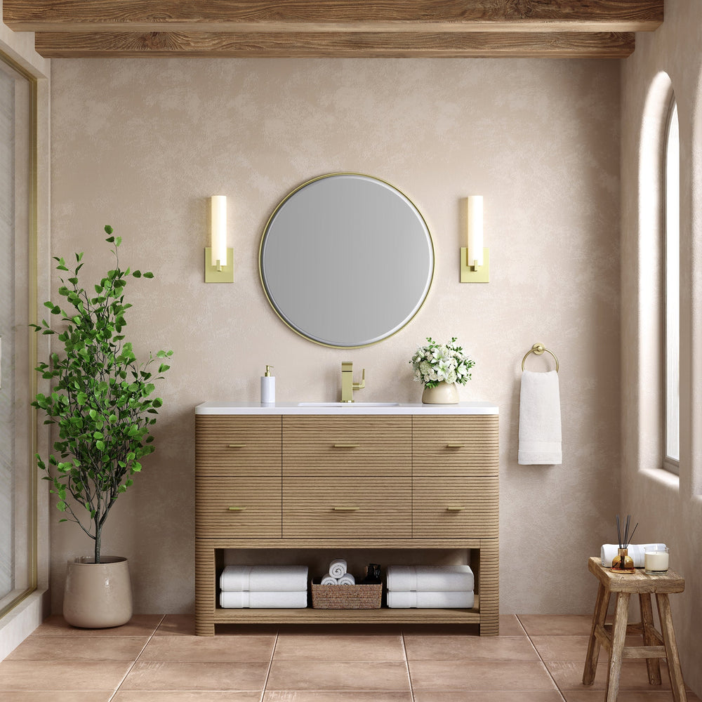 Lucian 48" Single Vanity in Pebble Oak Single Bathroom Vanity James Martin Vanities 