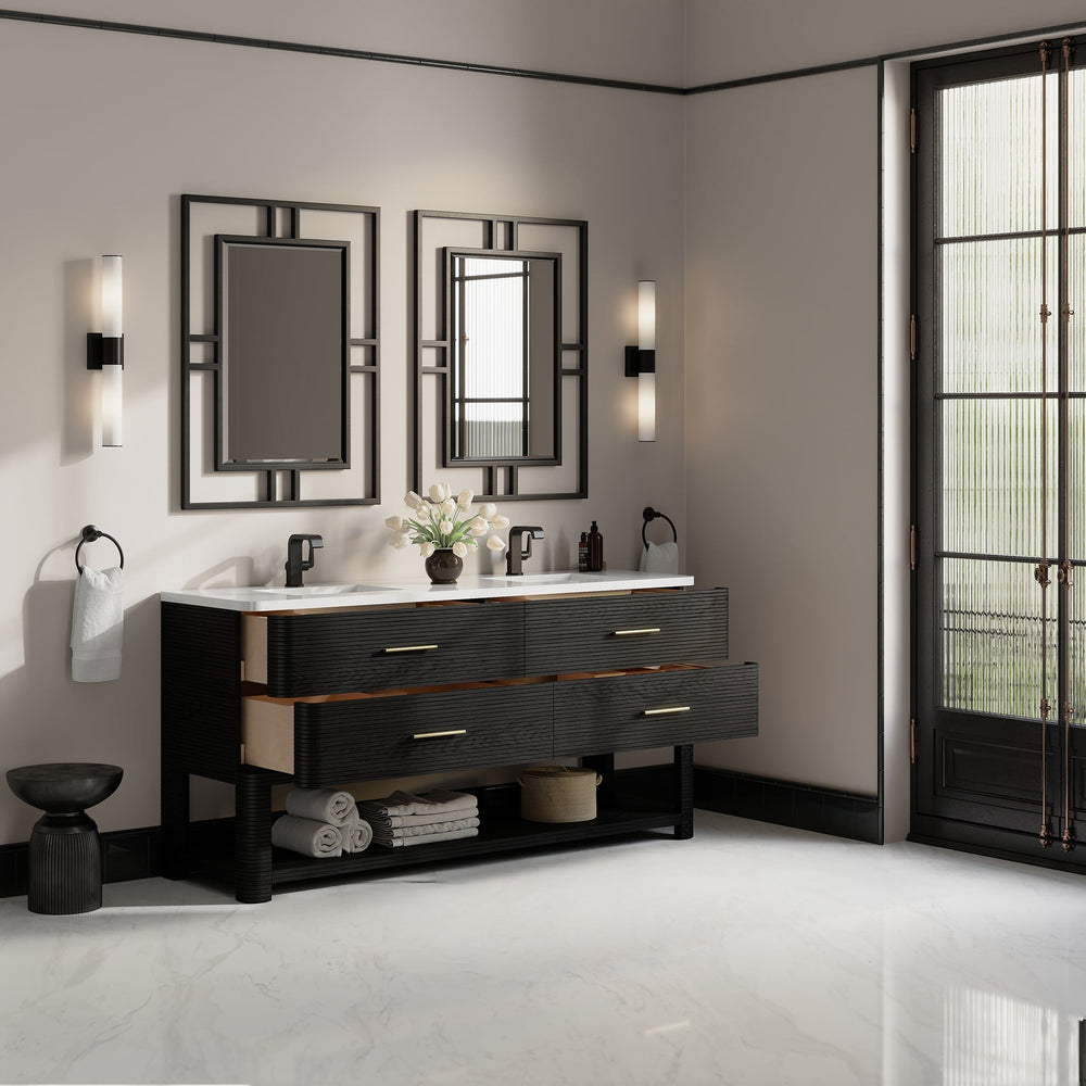 Lucian 72" Double Vanity in Carbon Oak Double bathroom Vanity James Martin Vanities 