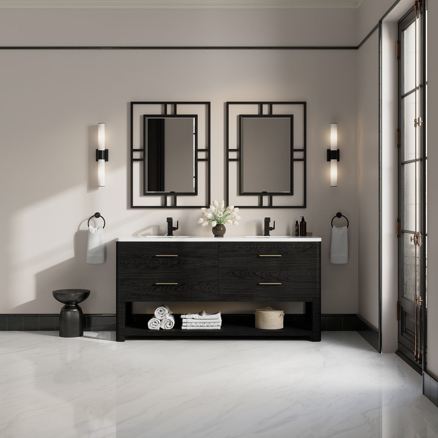 
                  
                    Lucian 72" Double Vanity in Carbon Oak Double bathroom Vanity James Martin Vanities Select Your Top 
                  
                