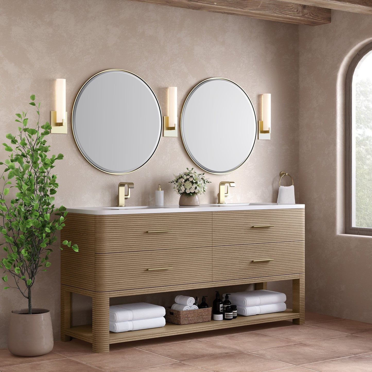 
                  
                    Lucian 72" Double Vanity in Pebble Oak Double bathroom Vanity James Martin Vanities 
                  
                