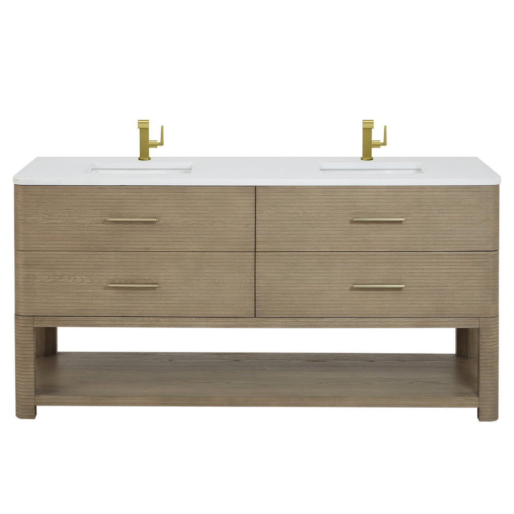 
                  
                    Lucian 72" Double Vanity in Pebble Oak Double bathroom Vanity James Martin Vanities 
                  
                