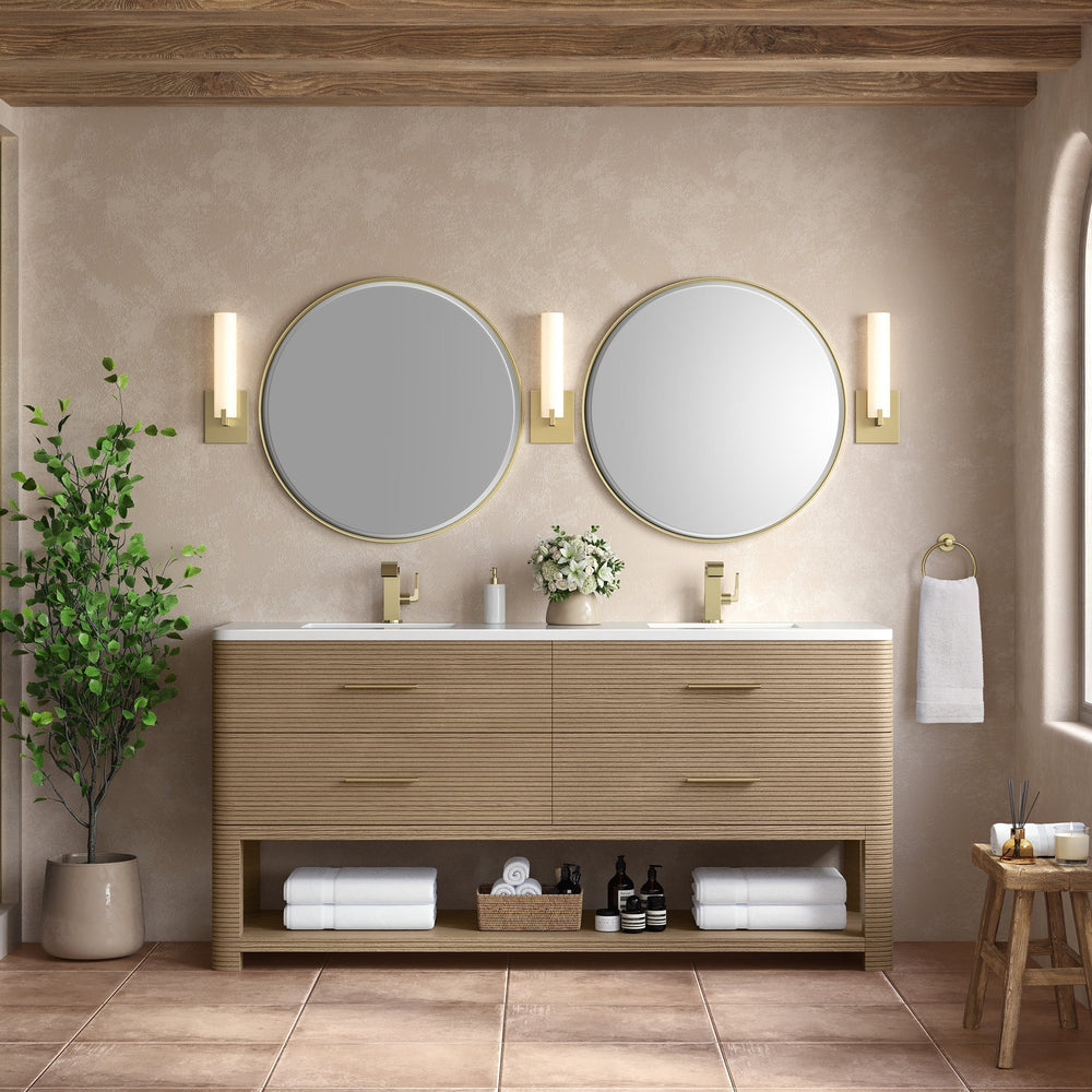 Lucian 72" Double Vanity in Pebble Oak Double bathroom Vanity James Martin Vanities 