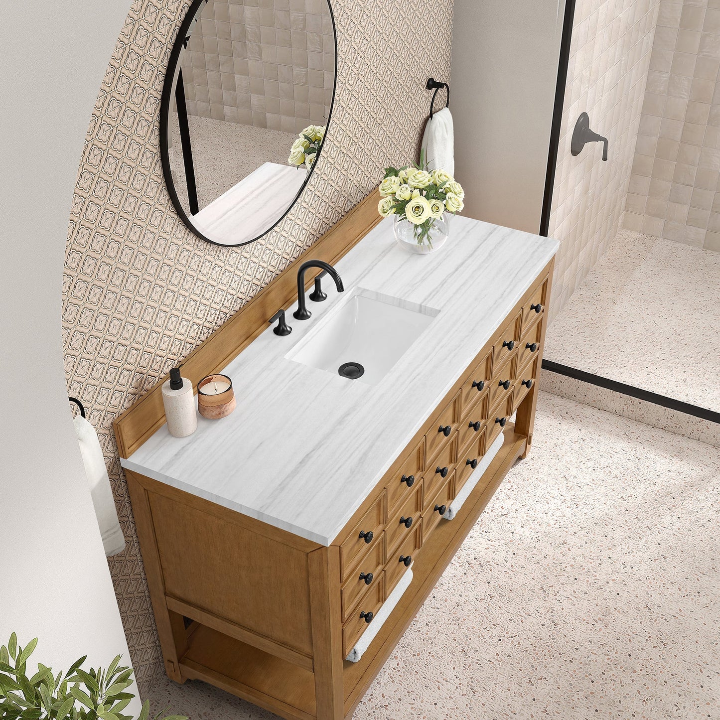 
                  
                    Malibu 60" Single Bathroom Vanity Single Bathroom Vanity James Martin Vanities Arctic Fall Solid Surface 
                  
                