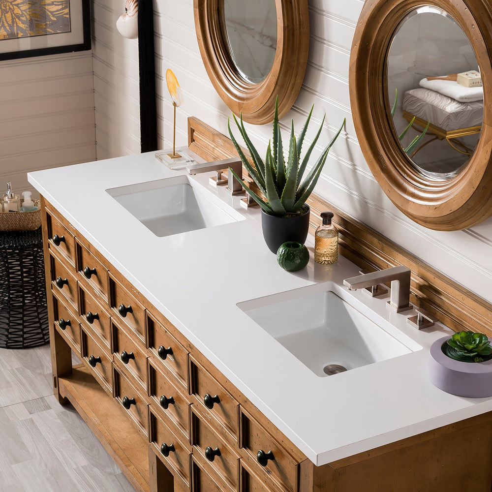 
                  
                    Malibu 72" Double Bathroom Vanity Double bathroom Vanity James Martin Vanities White Zeus Silestone 
                  
                