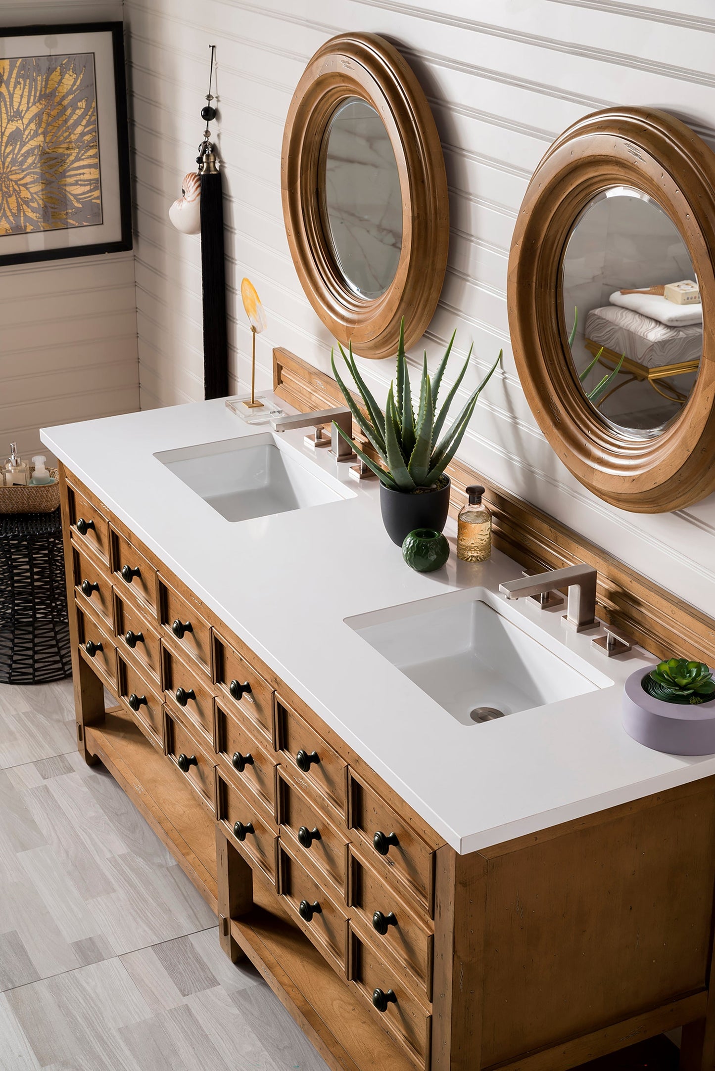 
                  
                    Malibu 72" Double Bathroom Vanity Double bathroom Vanity James Martin Vanities White Zeus Silestone 
                  
                