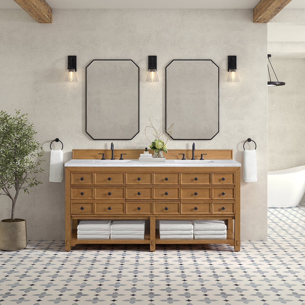 Malibu 72" Double Bathroom Vanity in Amber Birch Double bathroom Vanity James Martin Vanities 