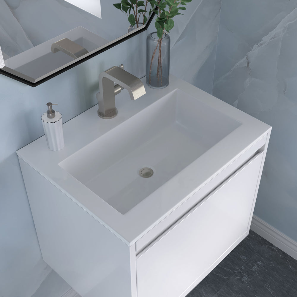 
                  
                    Mantova 23.6" Single Vanity Cabinet, Glossy White, Brushed Nickel Base Single Bathroom Vanity James Martin Vanities Glossy White 
                  
                