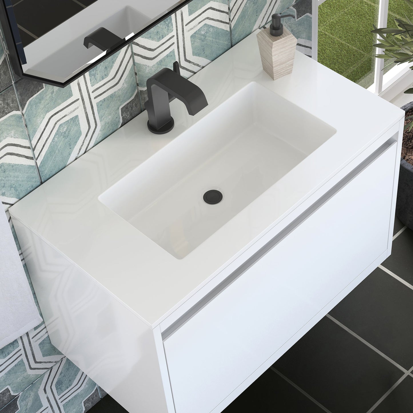 
                  
                    Mantova 31.5" Single Vanity Cabinet, Glossy White, Matte Black Base Single Bathroom Vanity James Martin Vanities Glossy White 
                  
                