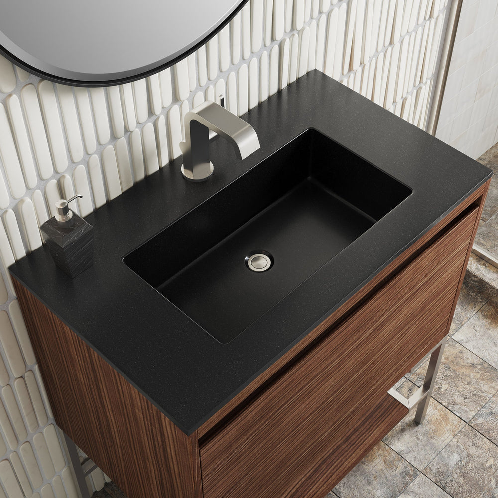 
                  
                    Mantova 31.5" Single Vanity Cabinet, Mid Century Walnut, Brushed Nickel Base Single Bathroom Vanity James Martin Vanities Charcoal Black 
                  
                