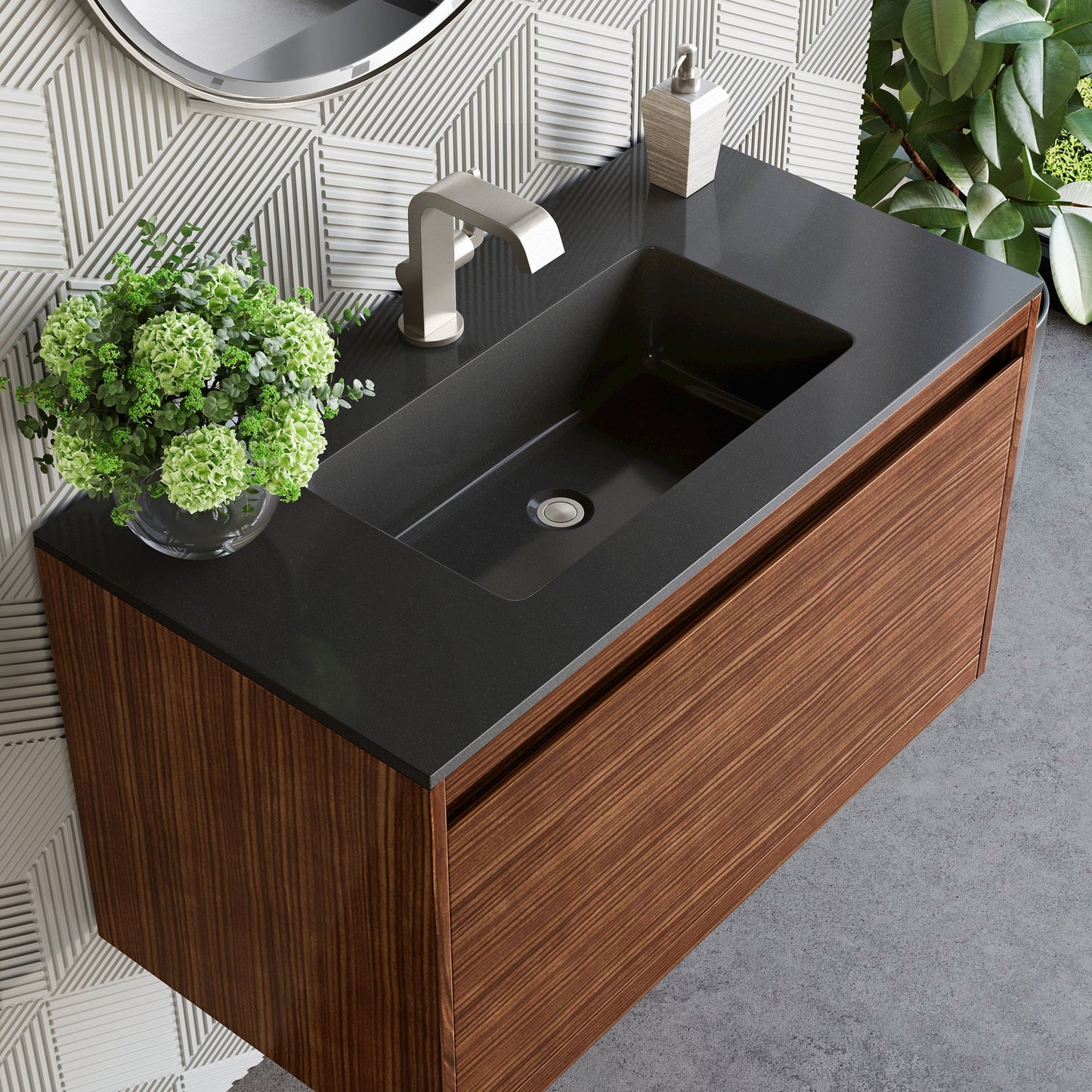 
                  
                    Mantova 35.4" Single Vanity Cabinet, Mid Century Walnut Single Bathroom Vanity James Martin Vanities Charcoal Black 
                  
                