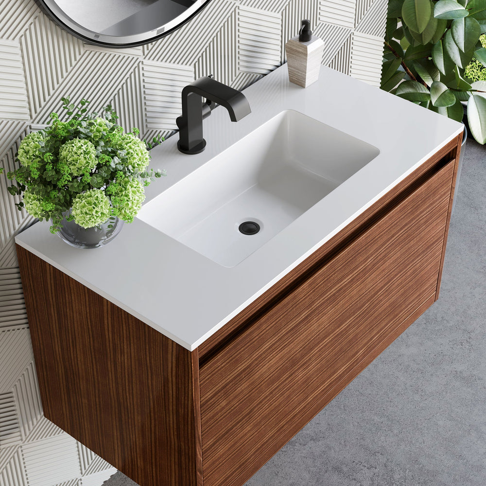 
                  
                    Mantova 35.4" Single Vanity Cabinet, Mid Century Walnut Single Bathroom Vanity James Martin Vanities Glossy White 
                  
                