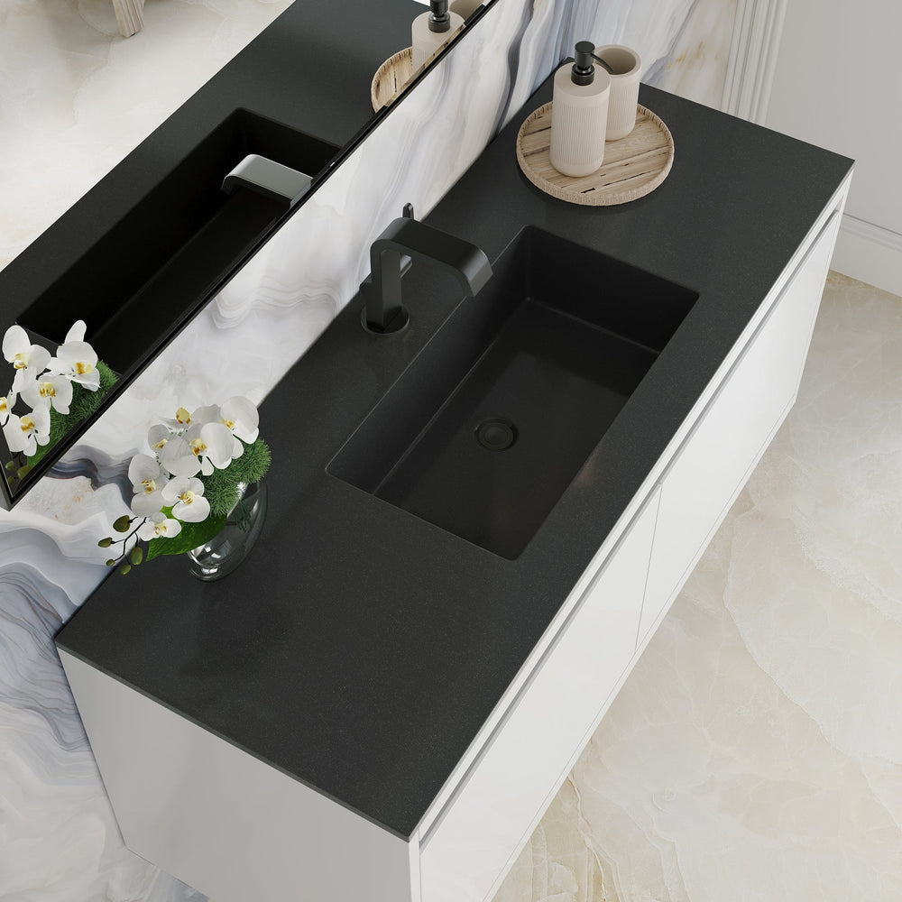 
                  
                    Mantova 47.3" Single Vanity Cabinet, Glossy White, Brushed Nickel Base Single Bathroom Vanity James Martin Vanities Charcoal Black 
                  
                