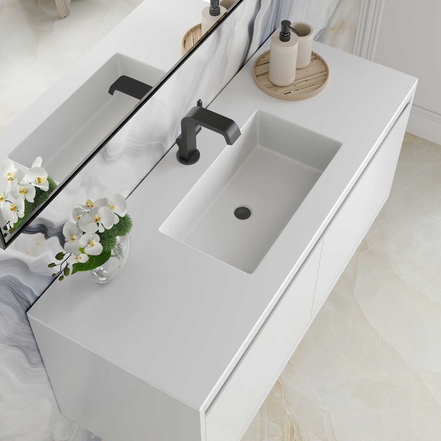 
                  
                    Mantova 47.3" Single Vanity Cabinet, Glossy White, Brushed Nickel Base Single Bathroom Vanity James Martin Vanities Glossy White 
                  
                