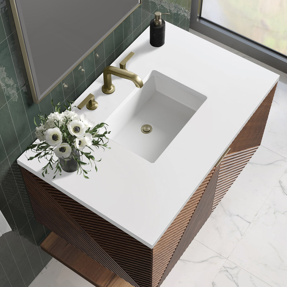 
                  
                    Marcello 36" Vanity in Chestnut Single Bathroom Vanity James Martin Vanities White Zeus Silestone 
                  
                