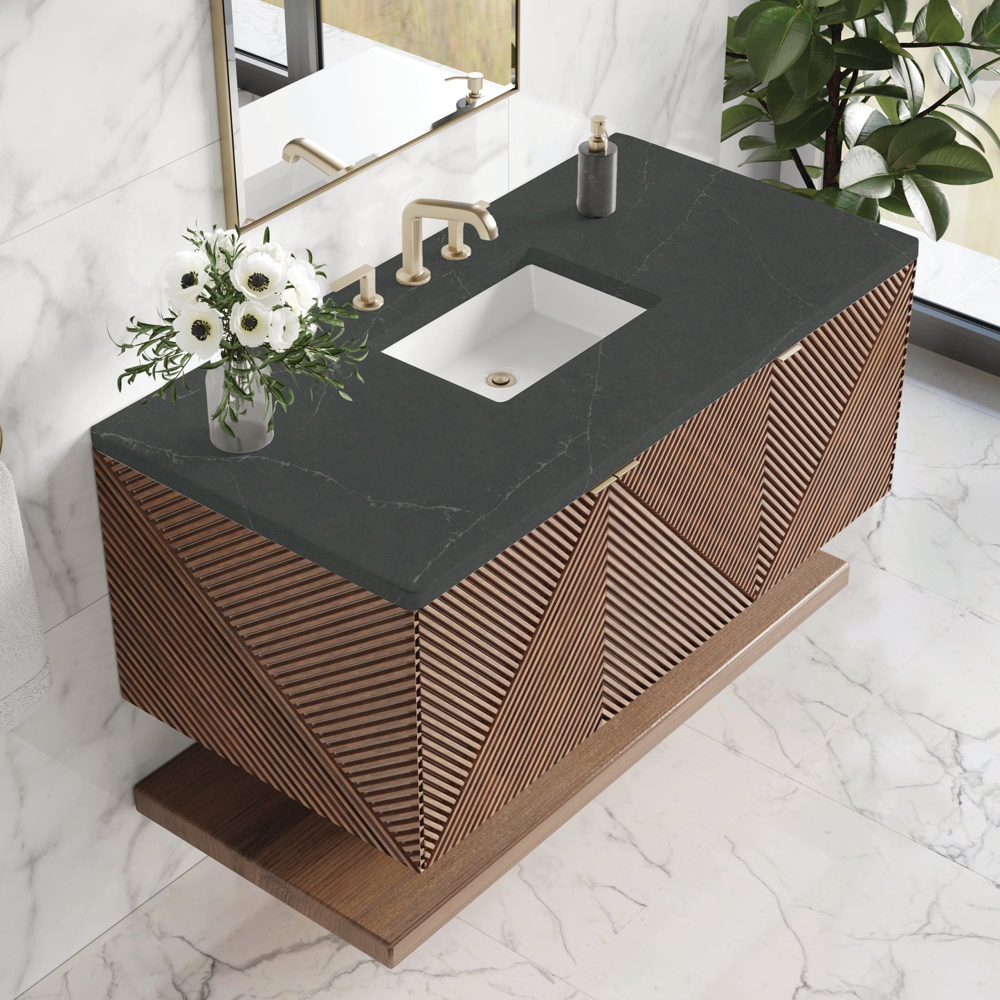 
                  
                    Marcello 48" Single Vanity in Chestnut Single Bathroom Vanity James Martin Vanities Charcoal Soapstone Silestone 
                  
                