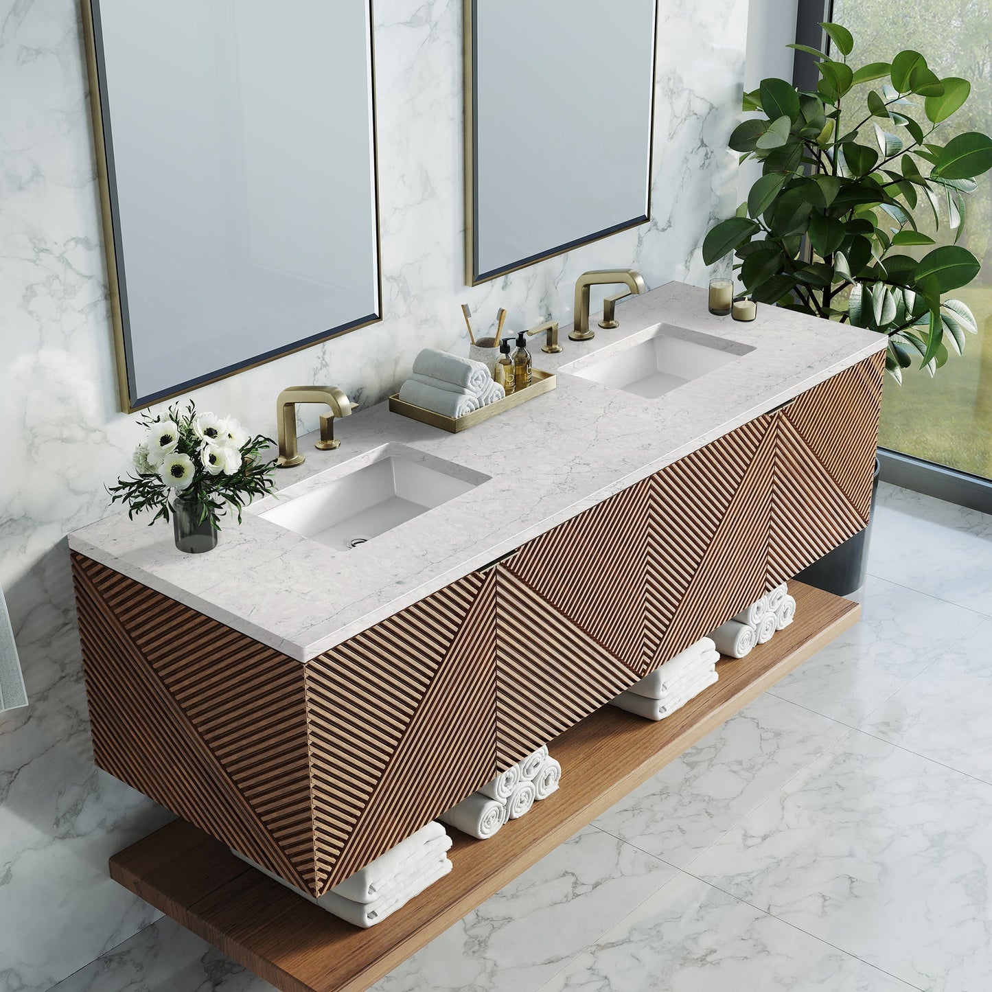 
                  
                    Marcello 72" Vanity in Chestnut Double Bathroom Vanity James Martin Vanities 
                  
                