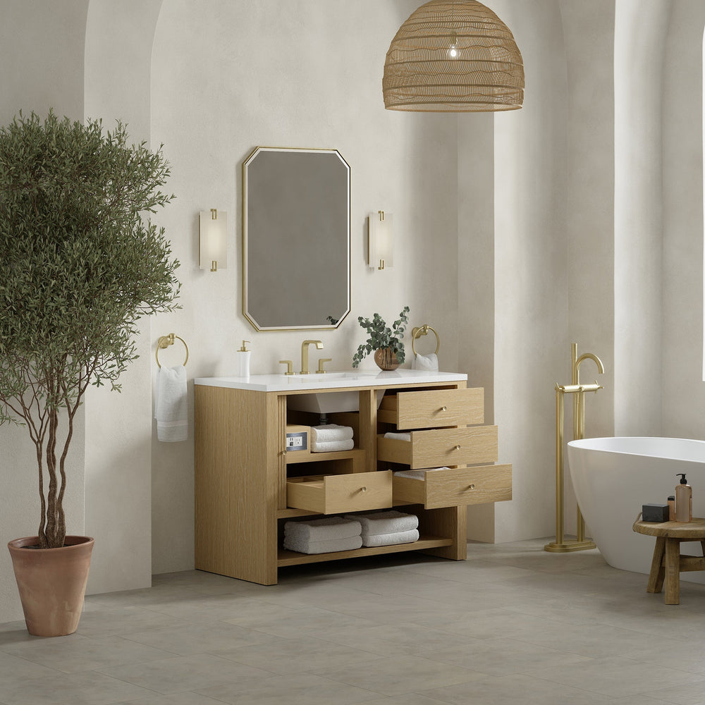 
                  
                    Marigot Single 48" Single Vanity in Sunwashed Oak Single Bathroom Vanity James Martin Vanities 
                  
                