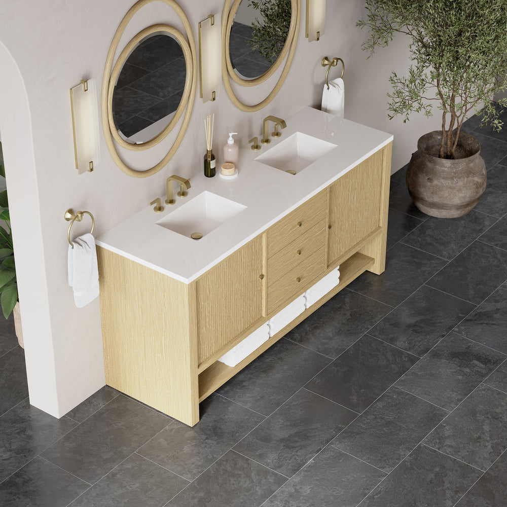 
                  
                    Marigot Single 72" Double Vanity in Sunwashed Oak Double bathroom Vanity James Martin Vanities 
                  
                