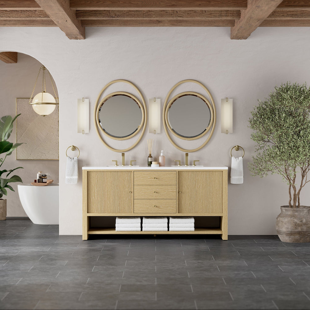 Marigot Single 72" Double Vanity in Sunwashed Oak Double bathroom Vanity James Martin Vanities 