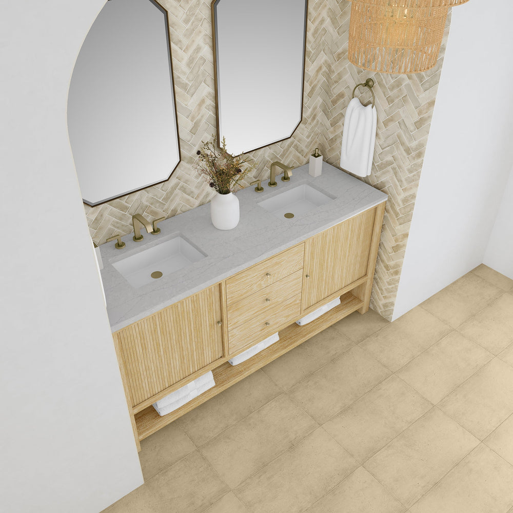 
                  
                    Marigot Single 72" Double Vanity in Sunwashed Oak Double bathroom Vanity James Martin Vanities Eternal Jasmine Pearl Silestone 
                  
                