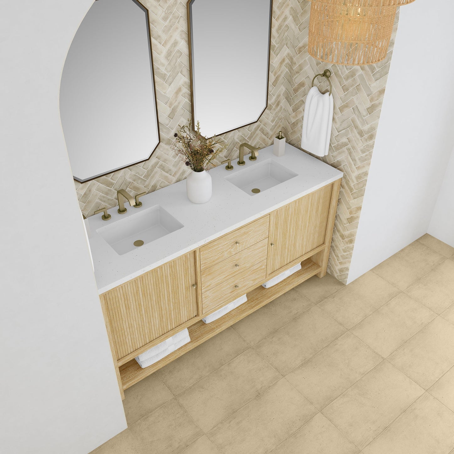 
                  
                    Marigot Single 72" Double Vanity in Sunwashed Oak Double bathroom Vanity James Martin Vanities Lime Delight Silestone 
                  
                