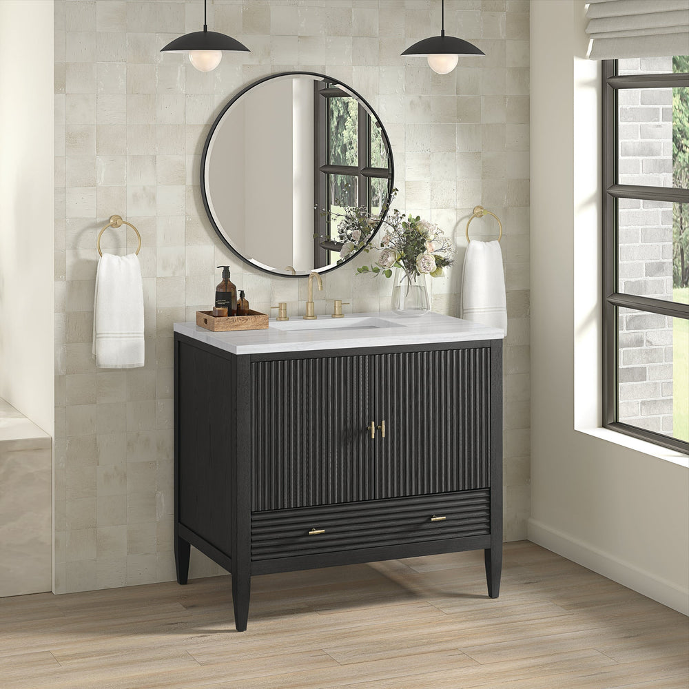 
                  
                    Myrrin 36" Single Vanity in Carbon Oak Single Bathroom Vanity James Martin Vanities 
                  
                