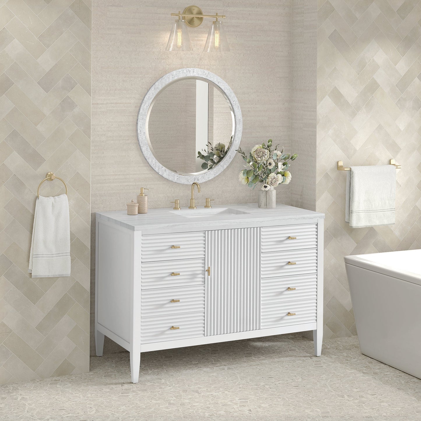 
                  
                    Myrrin 48" Single Vanity in Bright White Single Bathroom Vanity James Martin Vanities 
                  
                