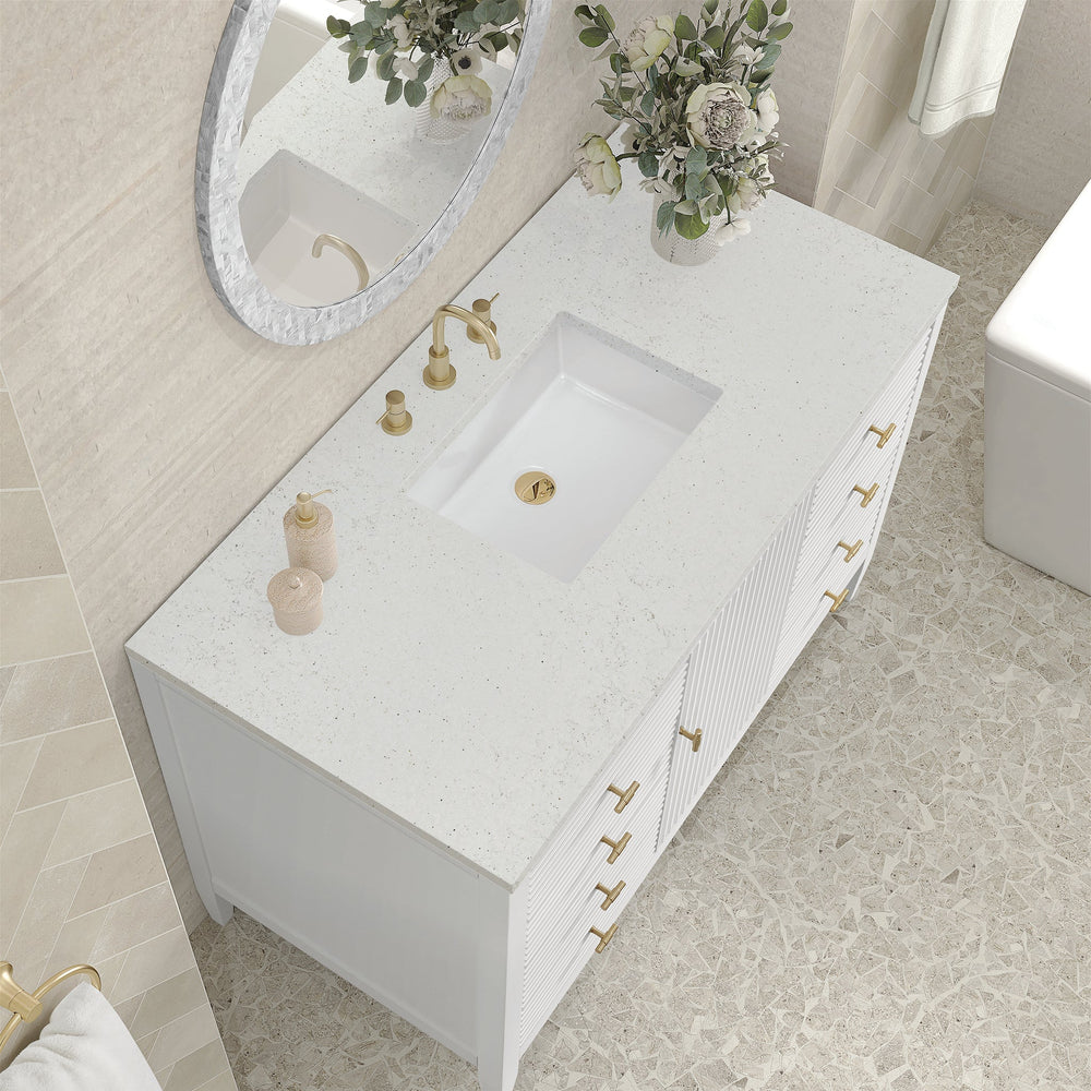
                  
                    Myrrin 48" Single Vanity in Bright White Single Bathroom Vanity James Martin Vanities Lime Delight Quartz 
                  
                