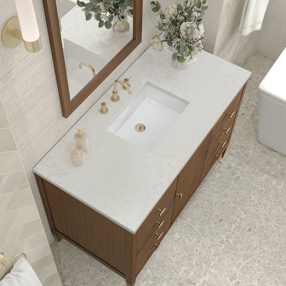 
                  
                    Myrrin 48" Single Vanity in Mid-Century Walnut Single Bathroom Vanity James Martin Vanities Lime Delight Silestone 
                  
                