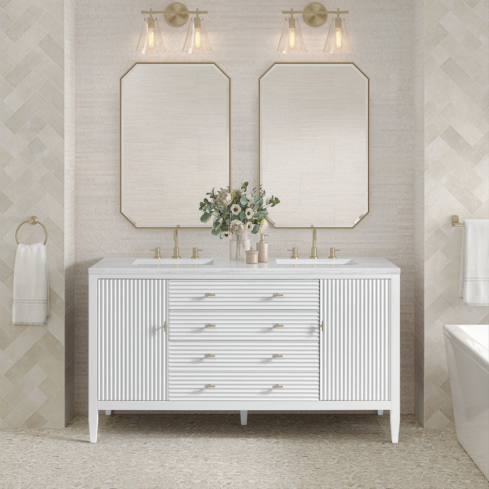 Myrrin 60" Double Vanity in Bright White Double bathroom Vanity James Martin Vanities 
