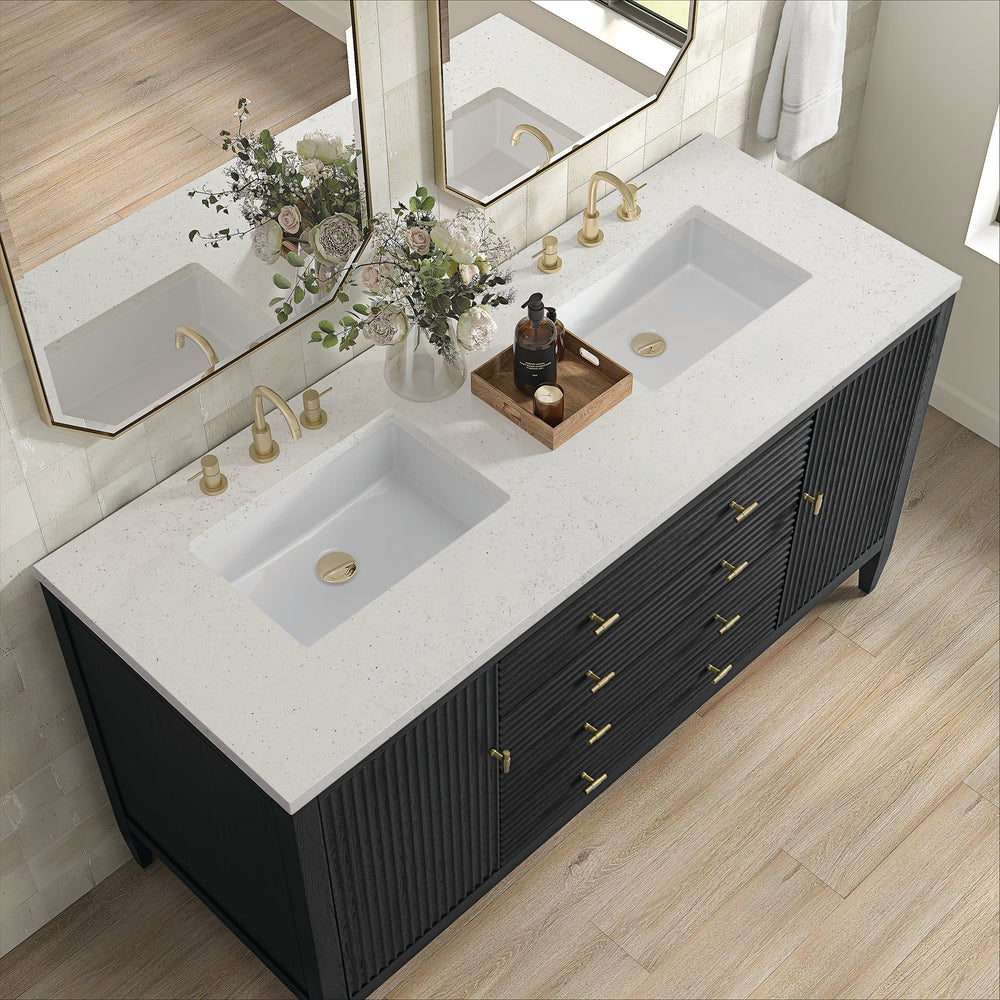 
                  
                    Myrrin 60" Double Vanity in Carbon Oak Double bathroom Vanity James Martin Vanities Lime Delight Silestone 
                  
                