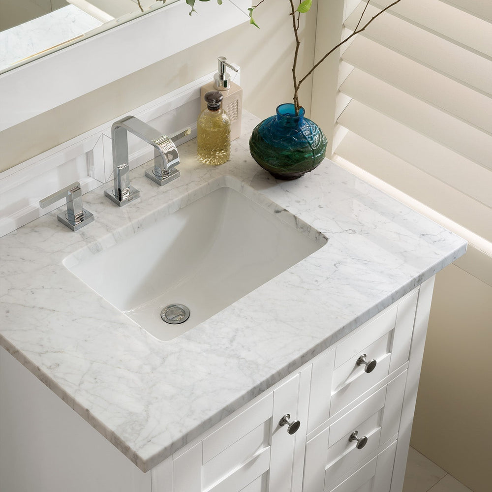 
                  
                    Palisades 30" Single Bathroom Vanity Single Bathroom Vanity James Martin Vanities Carrara White Marble 
                  
                