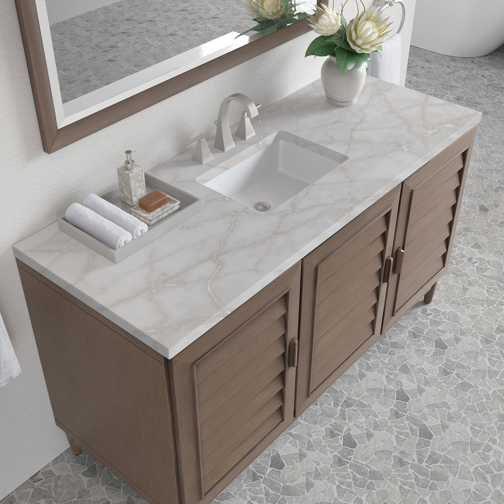 
                  
                    Portland 60" Single Bathroom Vanity in Whitewashed Walnut Single Bathroom Vanity James Martin Vanities Victorian Silver Silestone 
                  
                