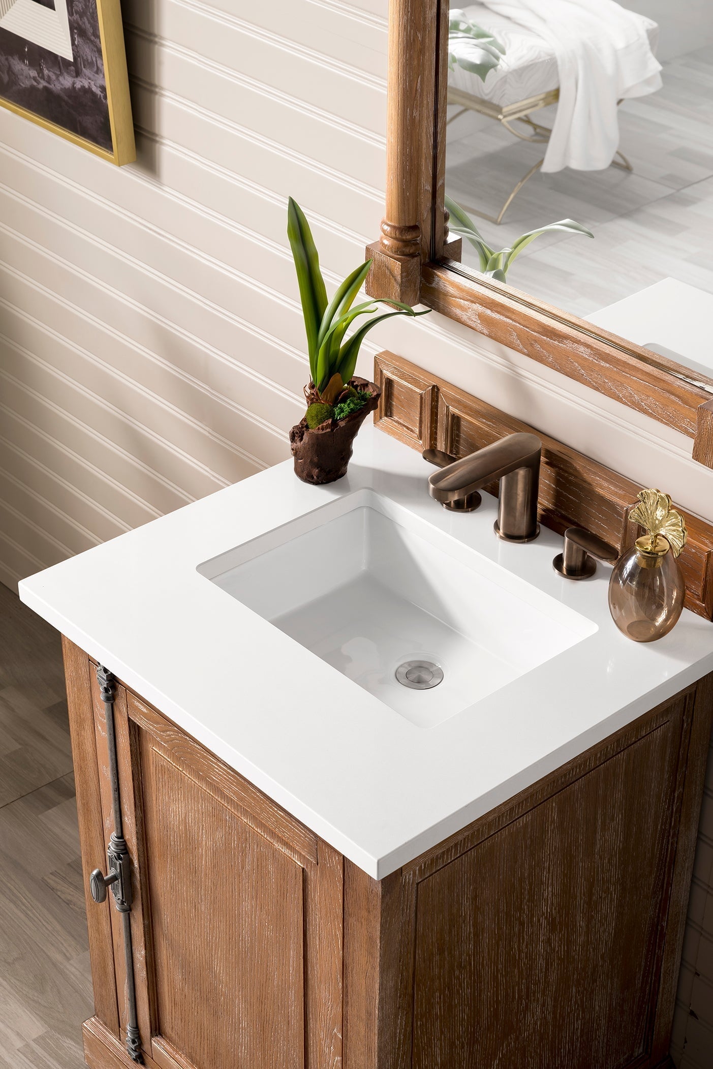 
                  
                    Providence 26" Single Bathroom Vanity in Driftwood Single Bathroom Vanity James Martin Vanities White Zeus Quartz 
                  
                