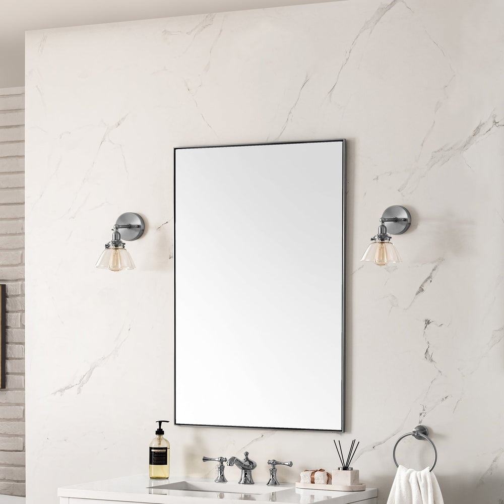 
                  
                    Rohe 26" Rectangular Mirror in Satin Nickel Mirror James Martin Vanities 
                  
                