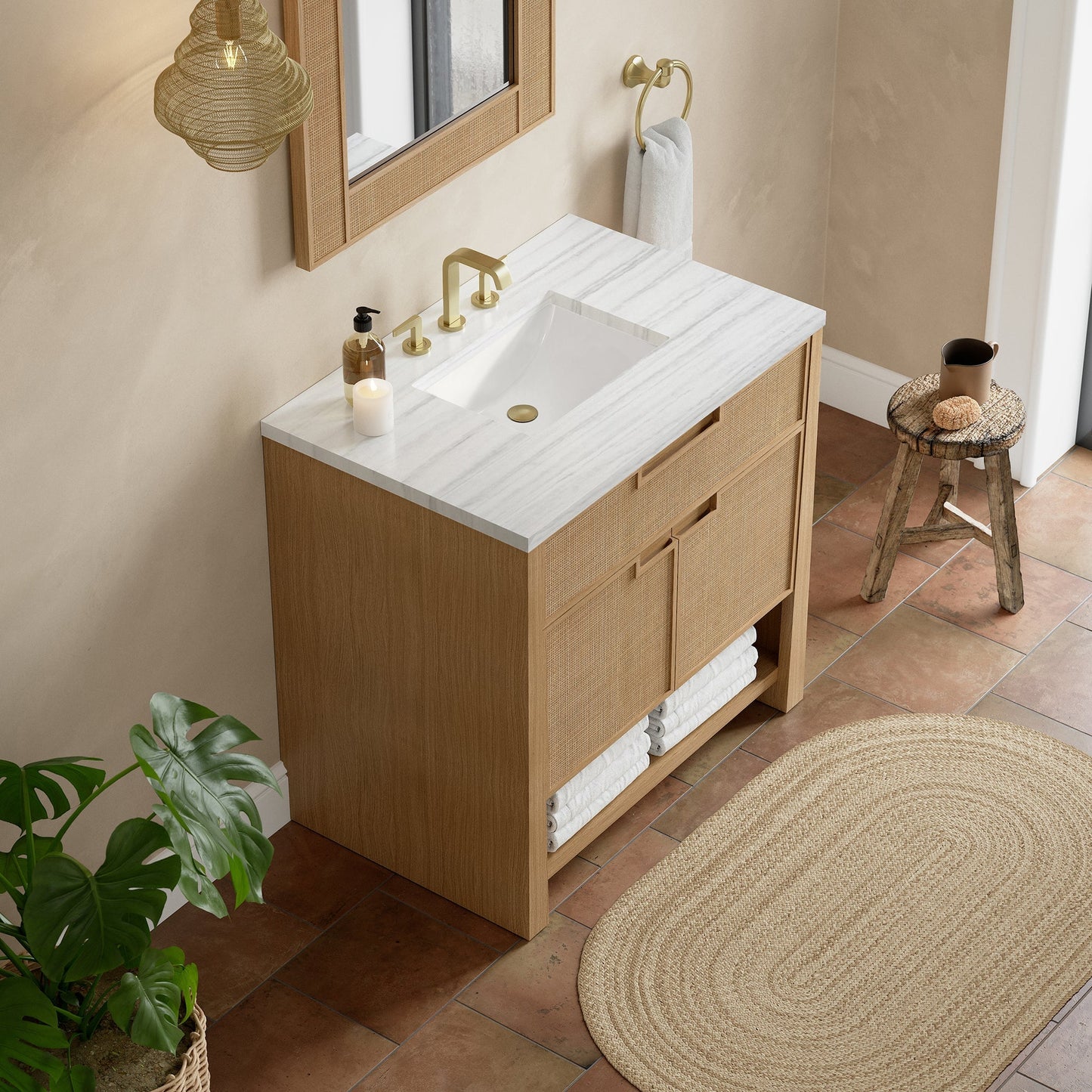 
                  
                    Solene 36" Single Vanity in Seaside Oak Single Bathroom Vanity James Martin Vanities Arctic Fall Solid Surface 
                  
                