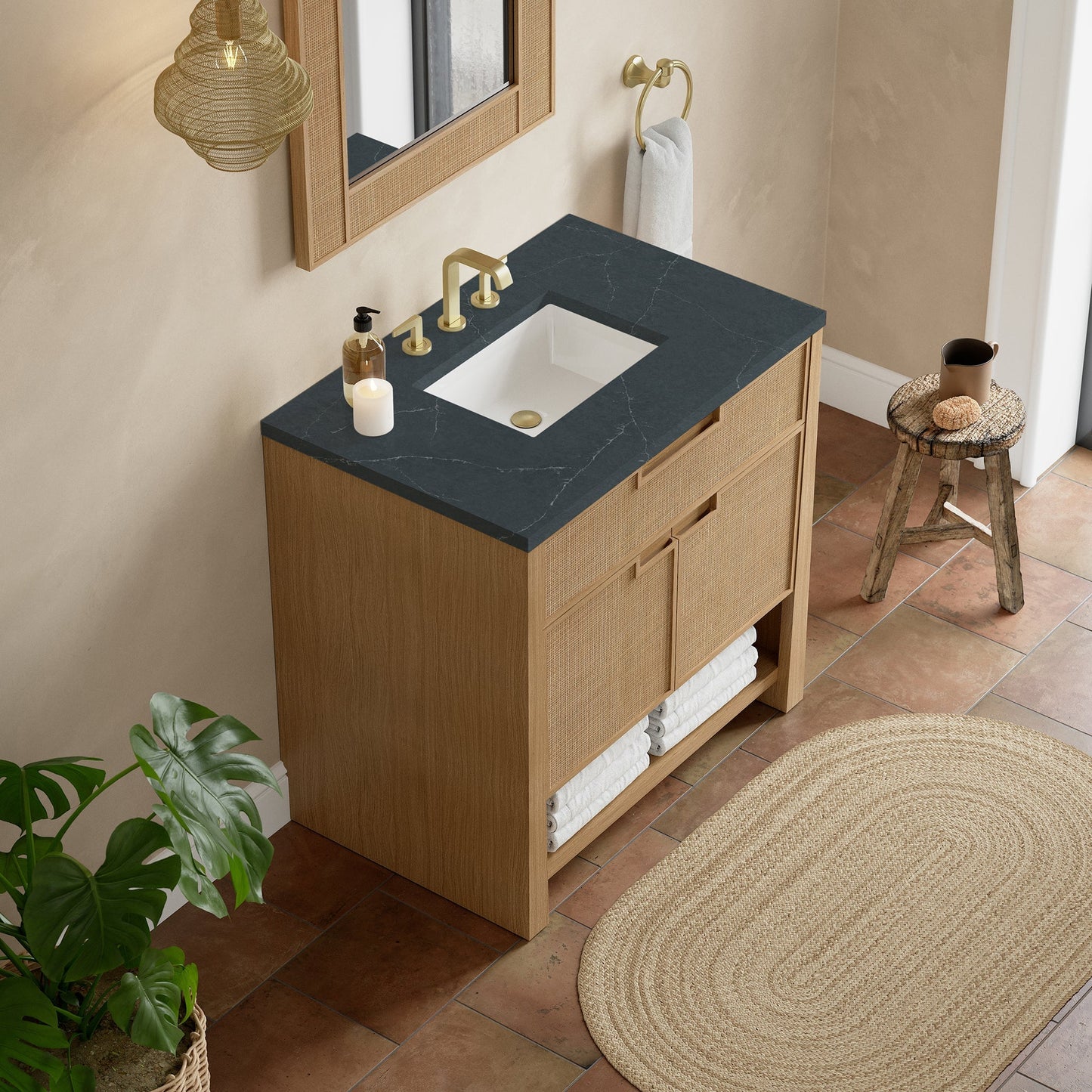 
                  
                    Solene 36" Single Vanity in Seaside Oak Single Bathroom Vanity James Martin Vanities Charcoal Soapstone Silestone 
                  
                