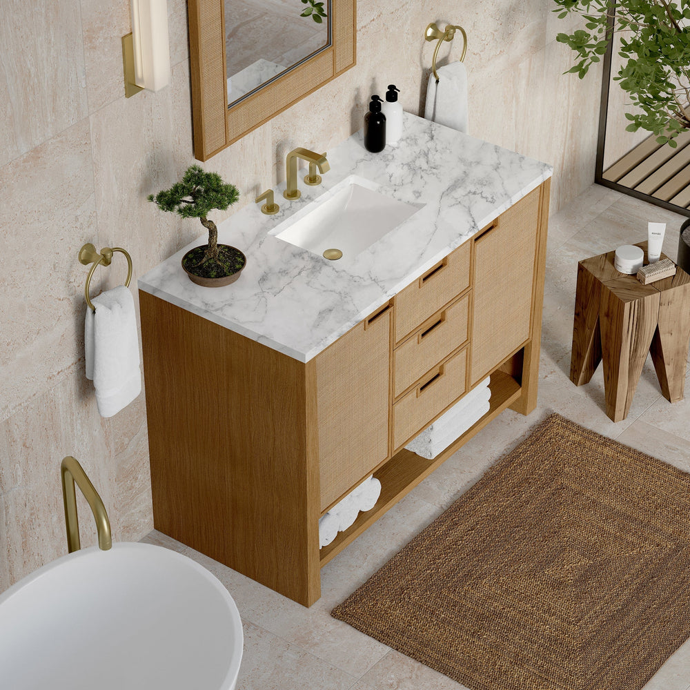 
                  
                    Solene 48" Single Vanity in Seaside Oak Single Bathroom Vanity James Martin Vanities Carrara White Marble 
                  
                